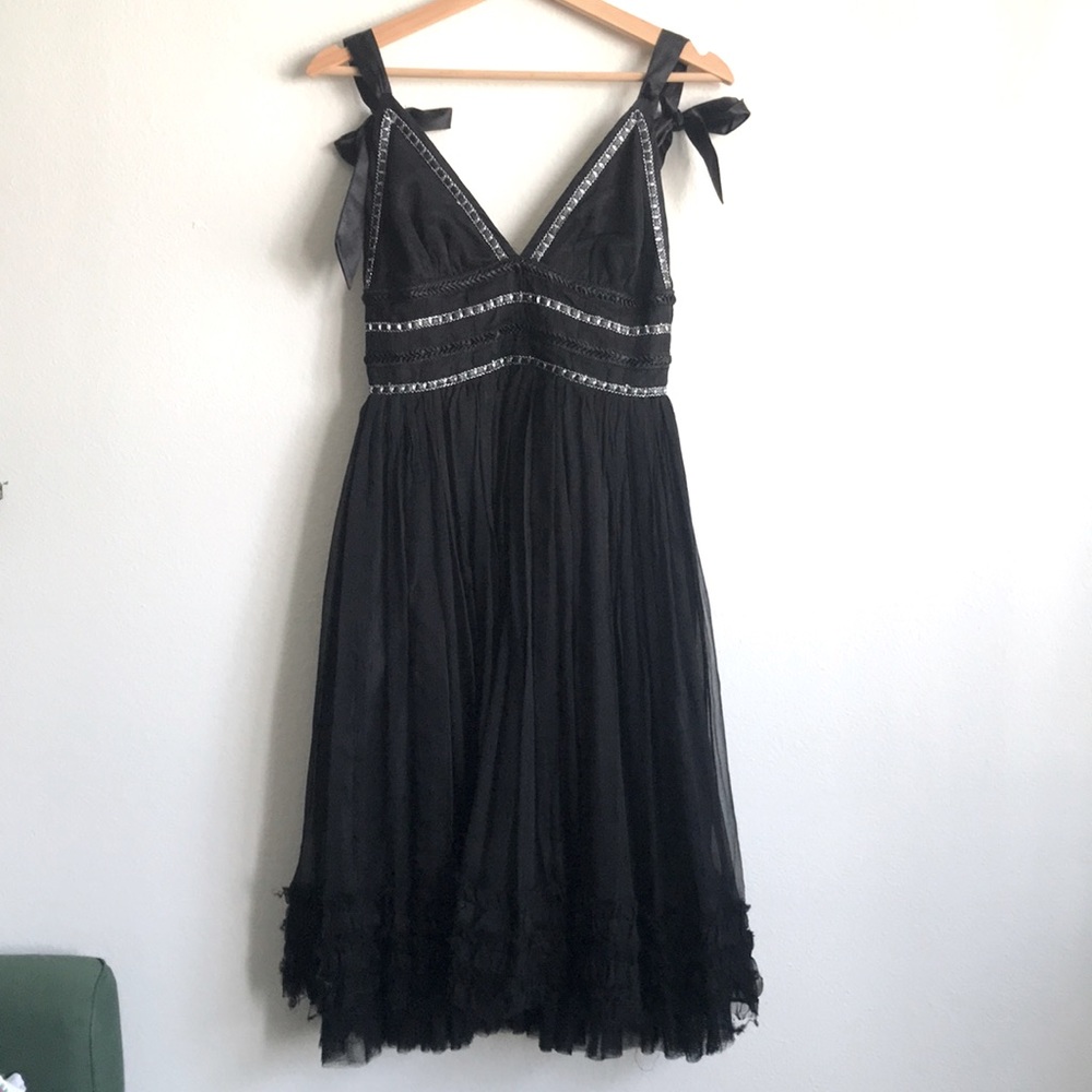 Julia Clancey Black Silk Bow Party Dress Size UK 8 (US 2/4)